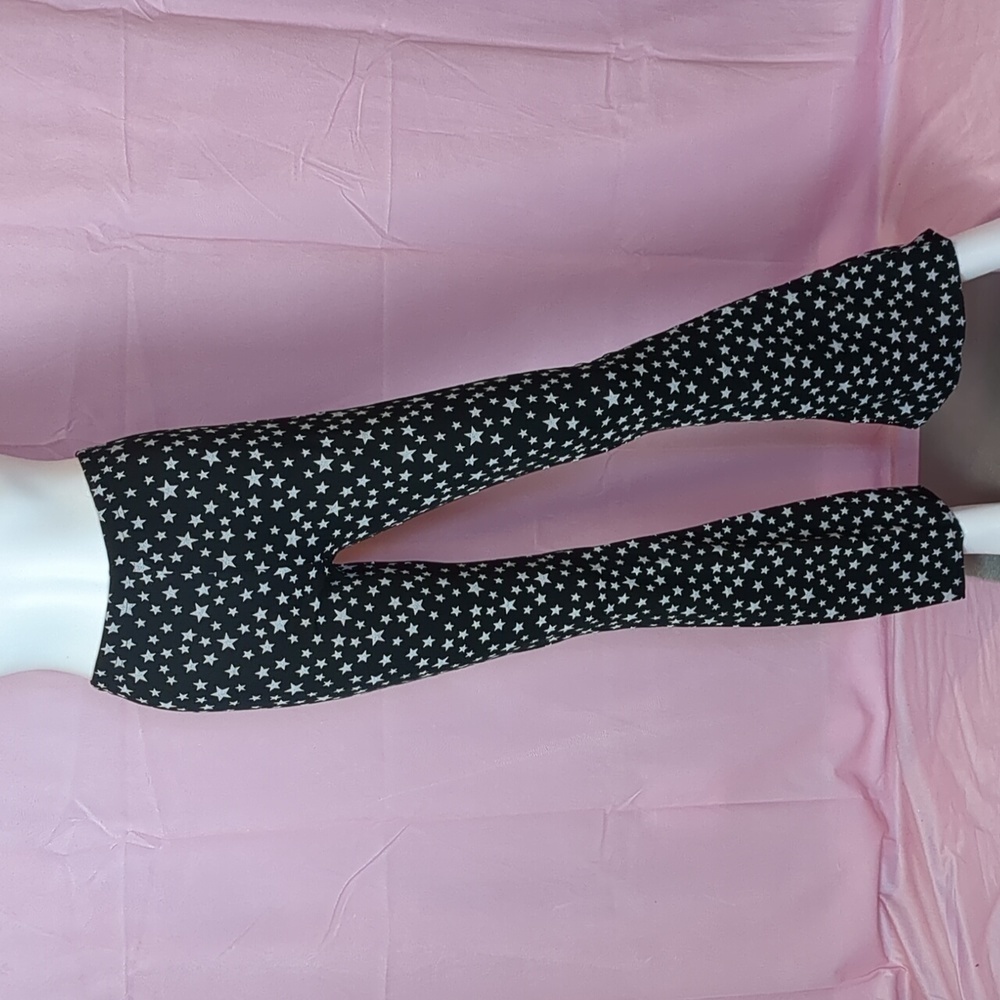 Nasty Gal Star Print Flared Pull On Trousers In Black Size 4